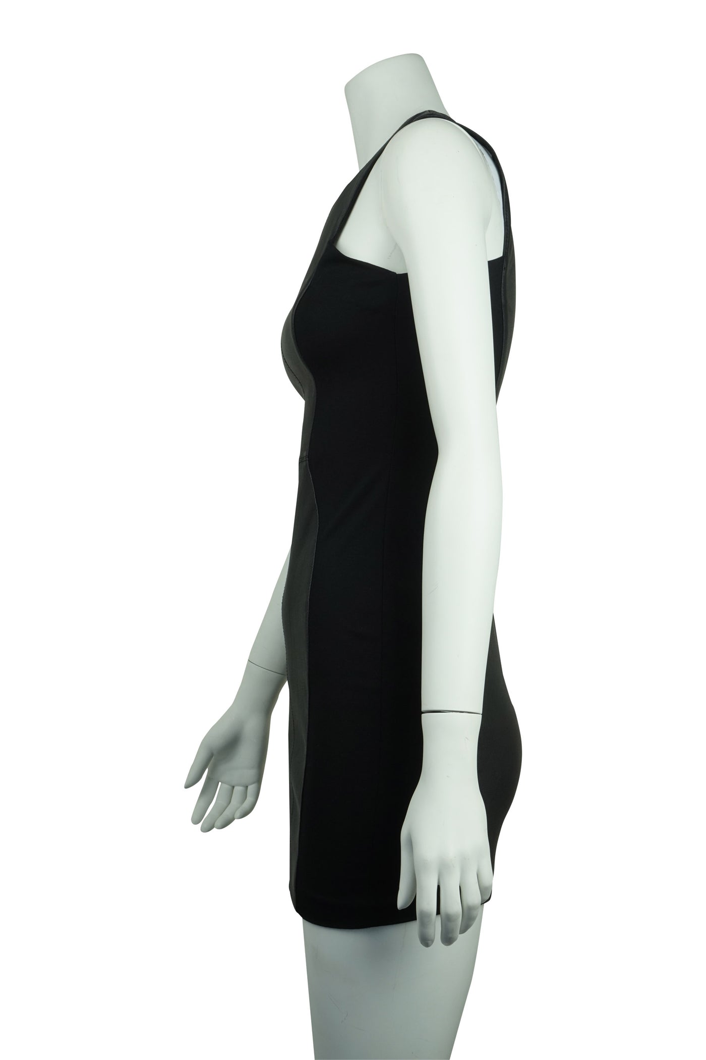 Black leather panel dress