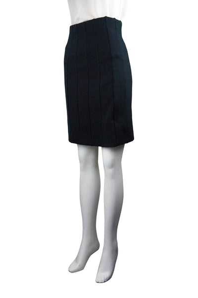 Straight black paneled skirt