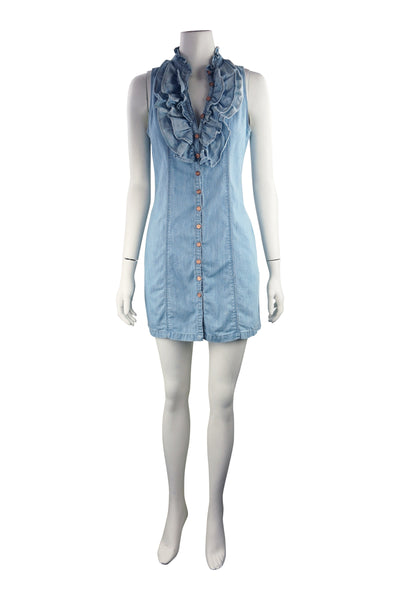 Denim mini dress with Frills