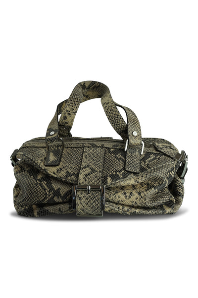 Beige Snake-Print shoulder bag