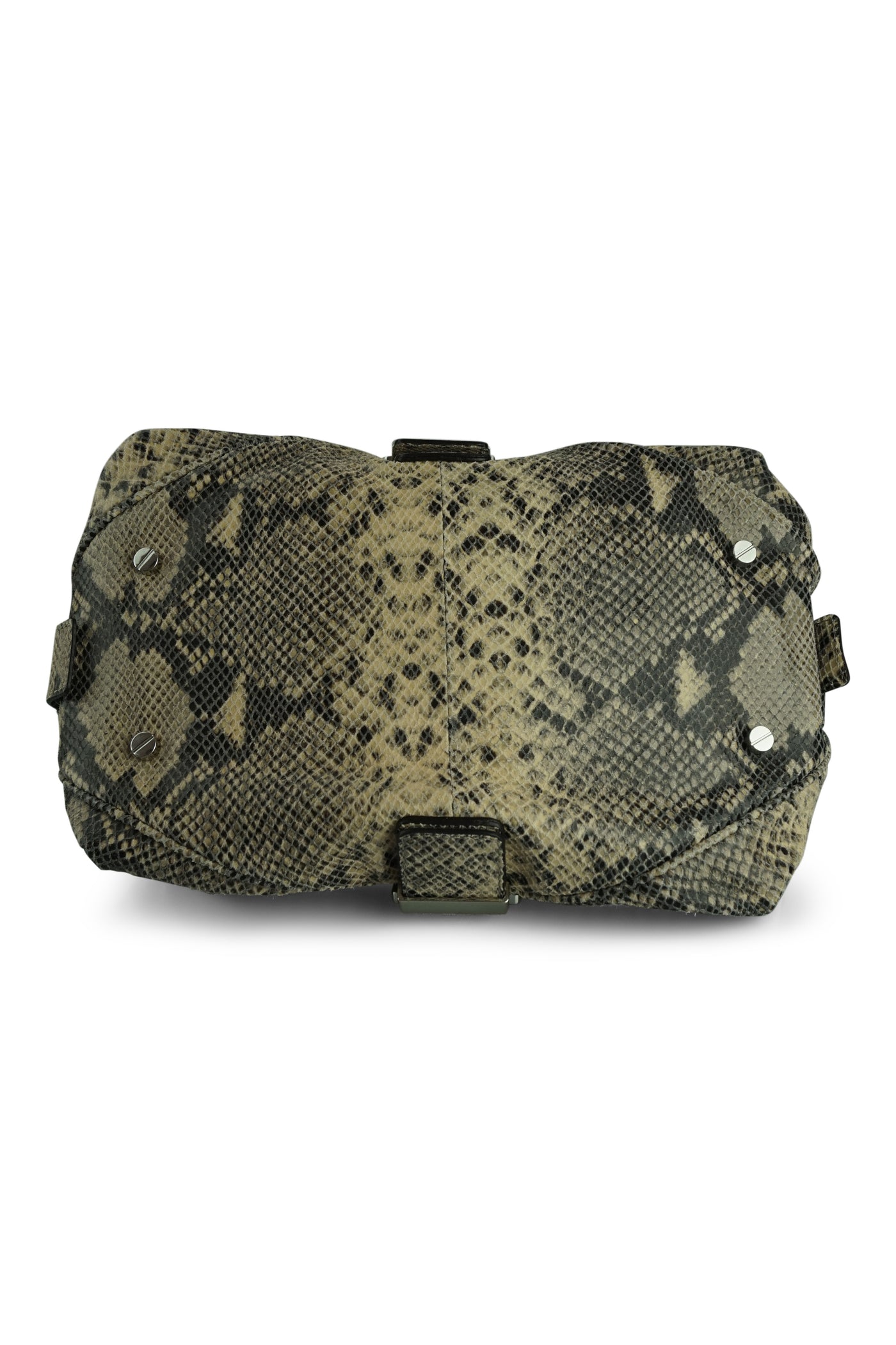 Beige Snake-Print shoulder bag