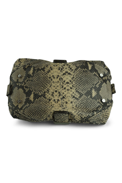 Beige Snake-Print shoulder bag