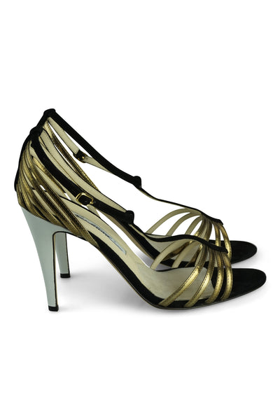 Gold and Black Sandals