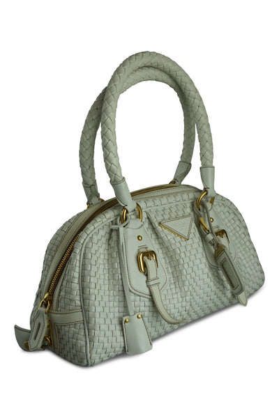 Madras White Leather Handbag