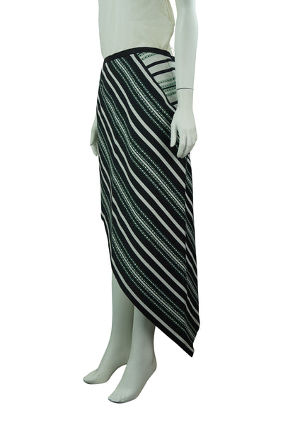 Black, Green & White Asymetric Skirt