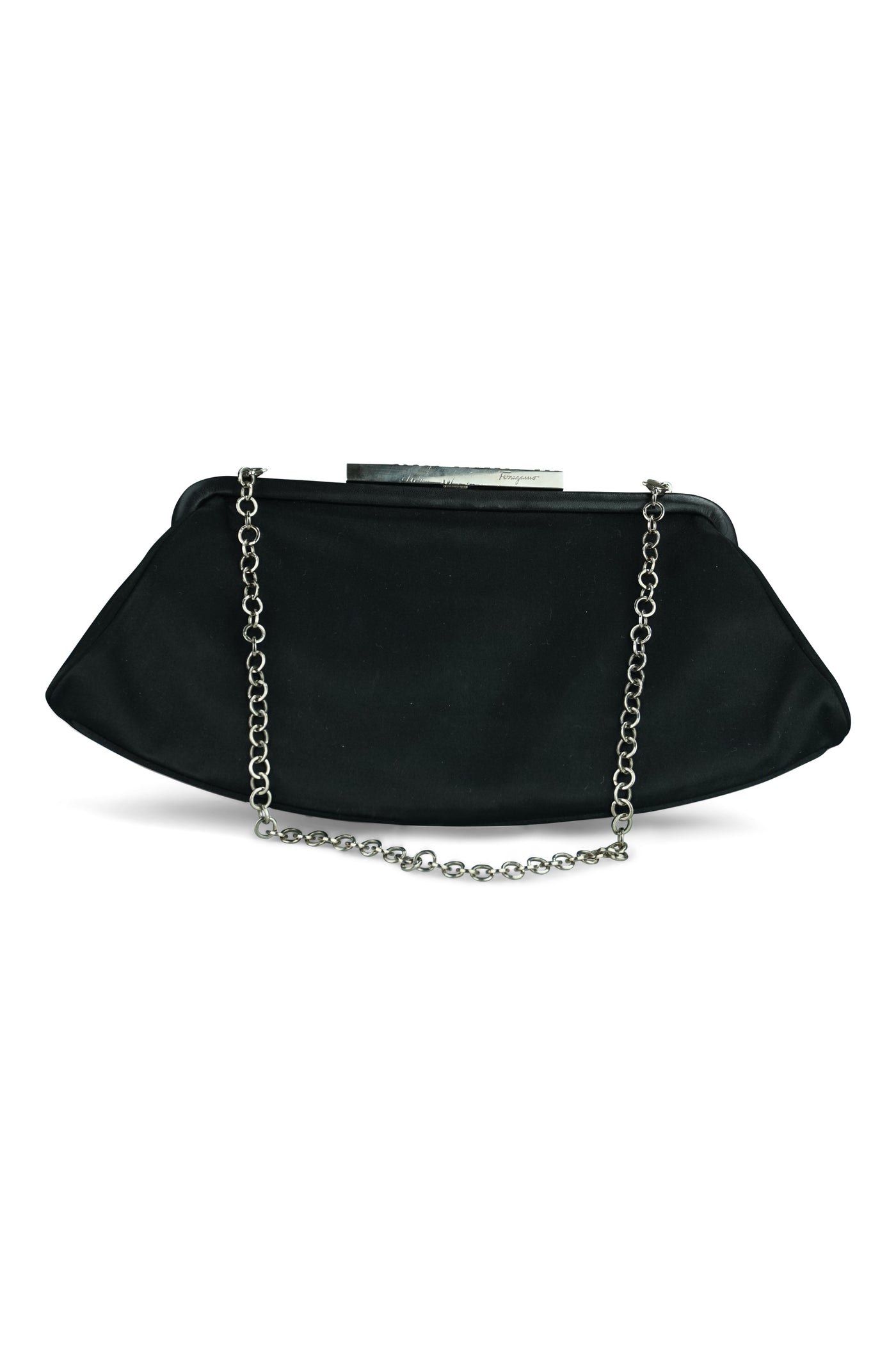 Black Satin Clutch on Chain