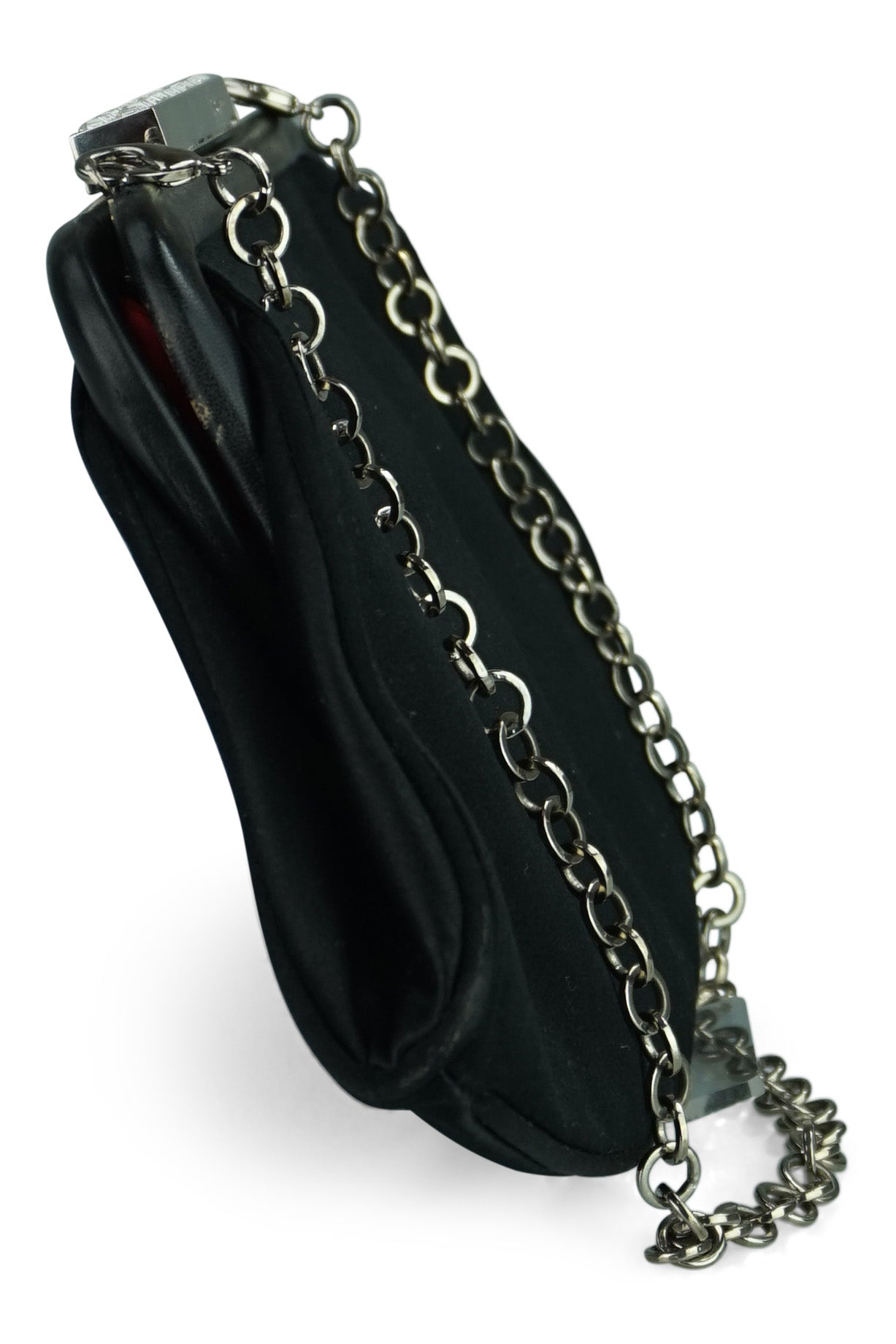 Black Satin Clutch on Chain