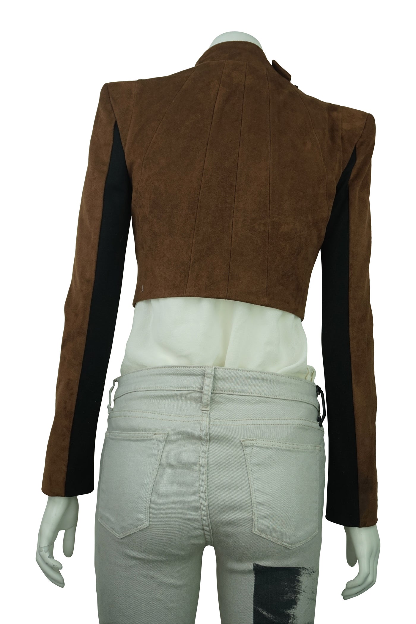 Toffee Brown Faux Suede Cropped Jacket