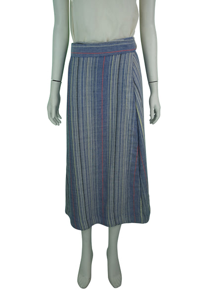 Marisole Striped Wrap-Around Long Skirt