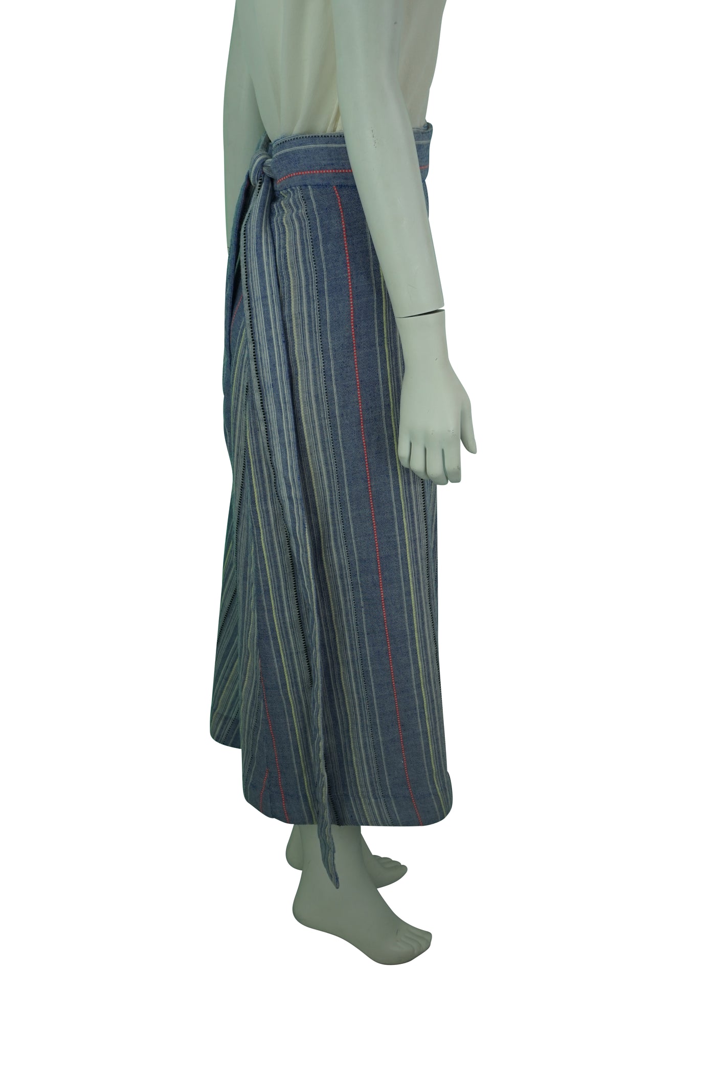 Marisole Striped Wrap-Around Long Skirt