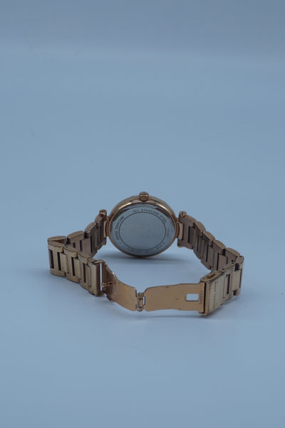 Mini Rose Golden Stainless Steel Skylar Three-hand Glitz Watch in Metallic
