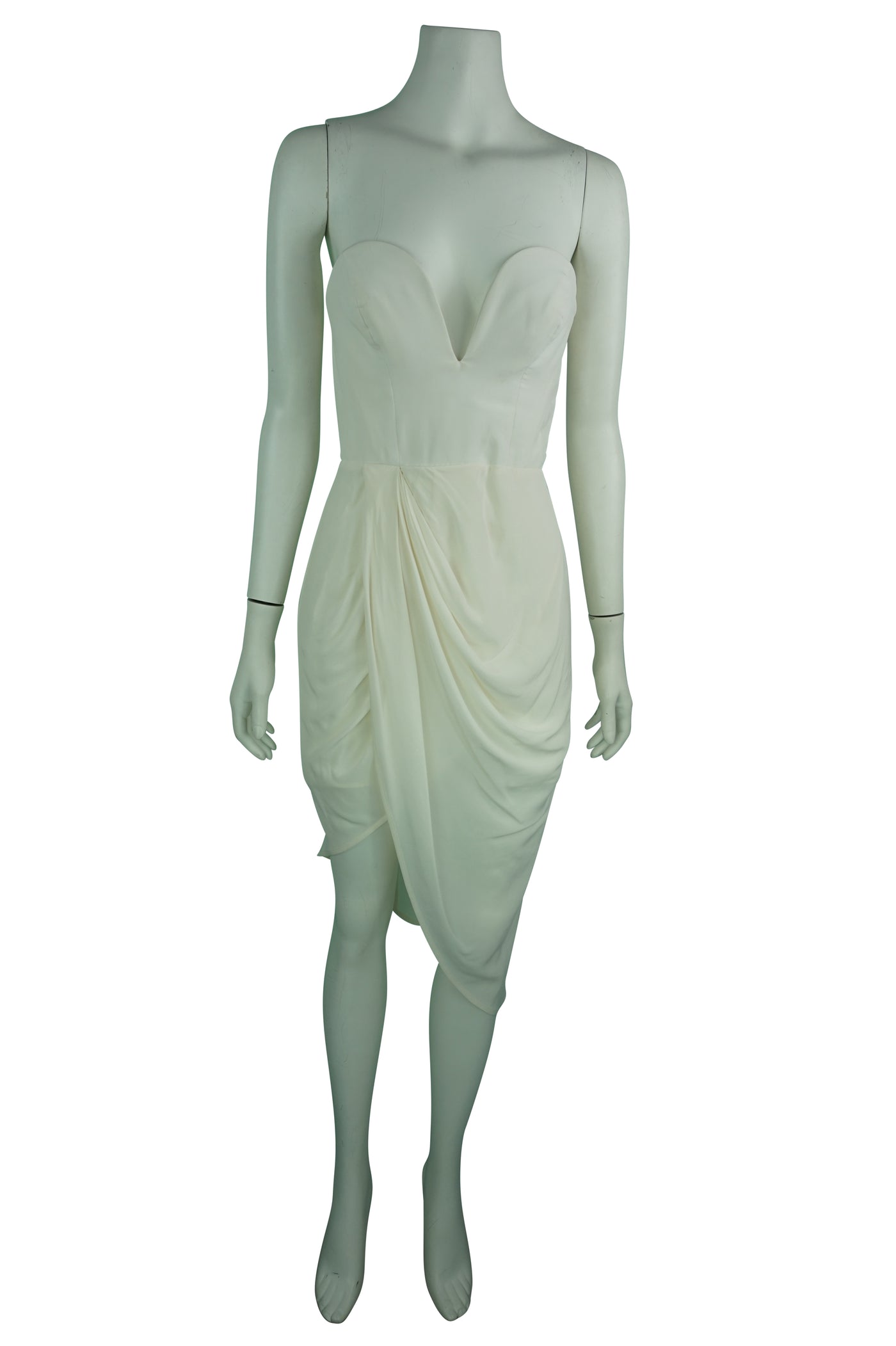 Silk Strapless Twist Front Dress ivory