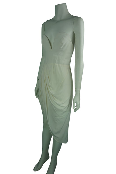 Silk Strapless Twist Front Dress ivory