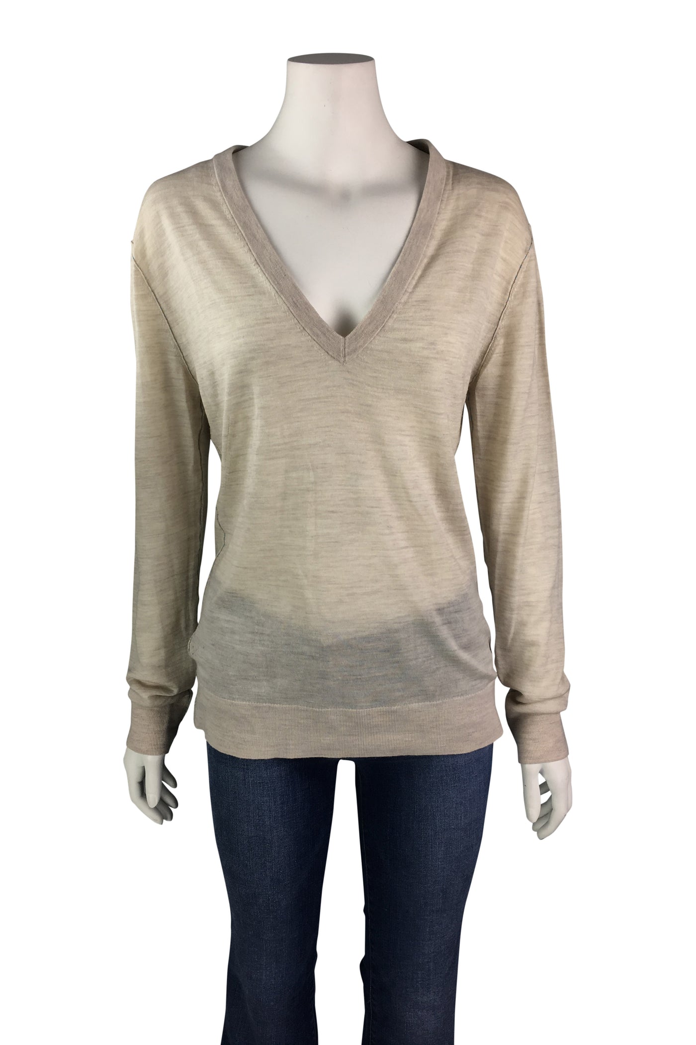 V-Neck Merinos Jumper in Cream