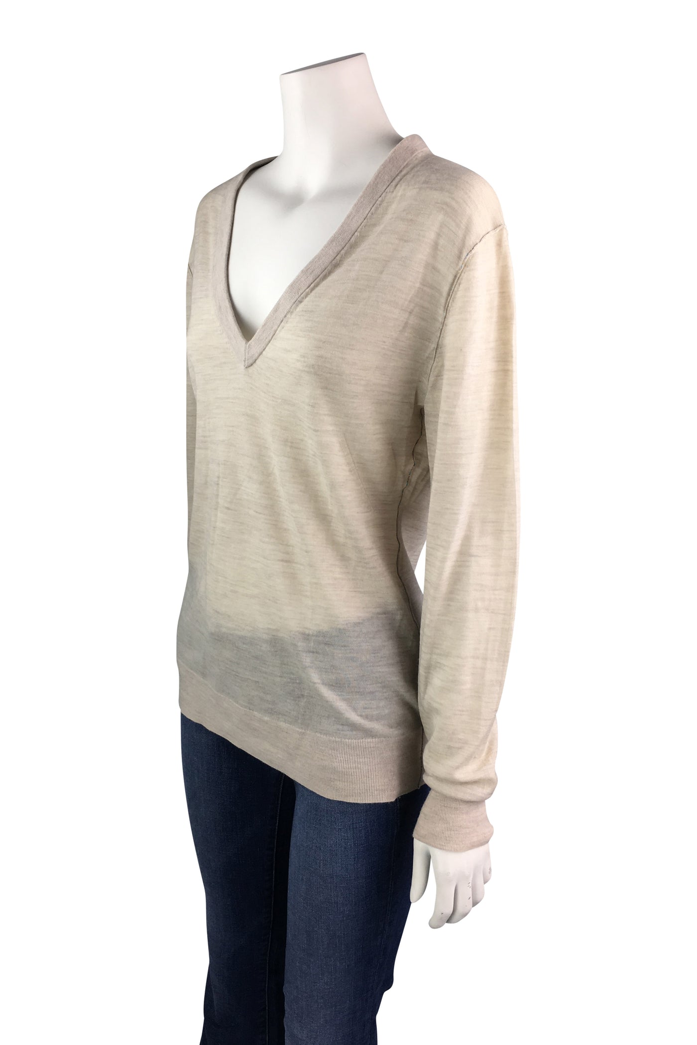 V-Neck Merinos Jumper in Cream