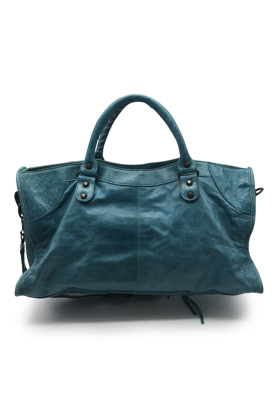 Turquoise Blue India Balenciaga Classic City Tote REVOIR Second Hand Designer Bags Revoir